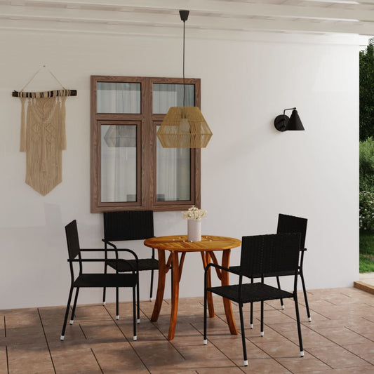vidaXL 5 Piece Garden Dining Set Black