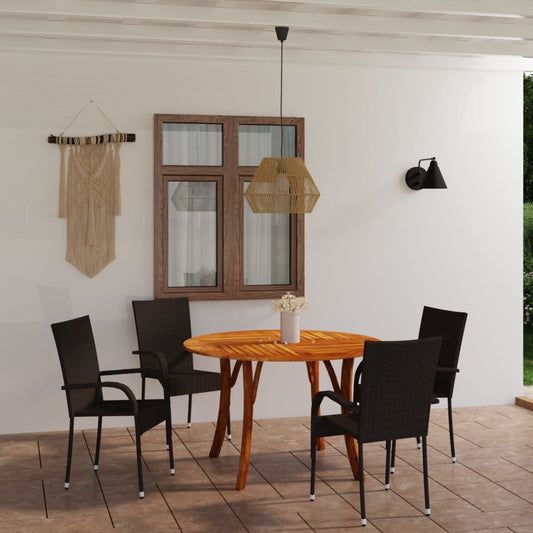 vidaXL 5 Piece Garden Dining Set Brown
