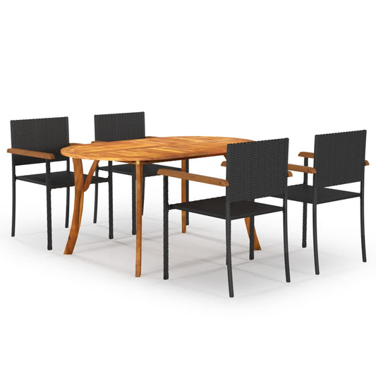 vidaXL 5 Piece Garden Dining Set Black