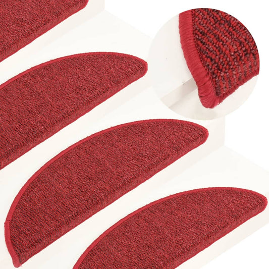 vidaXL Carpet Stair Treads 15 pcs Red 56x17x3 cm