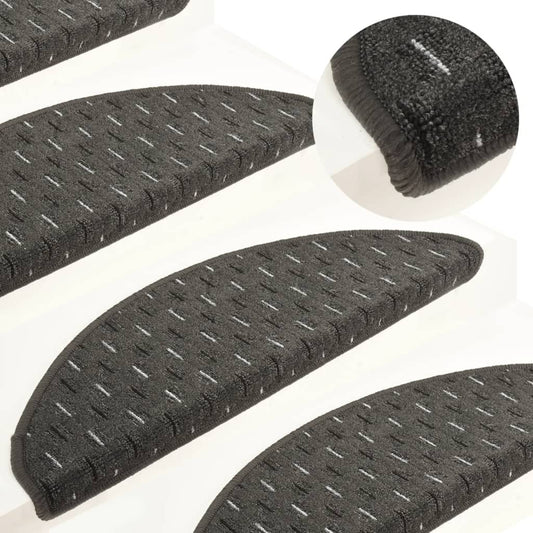vidaXL Carpet Stair Treads 15 pcs Anthracite 56x17x3 cm