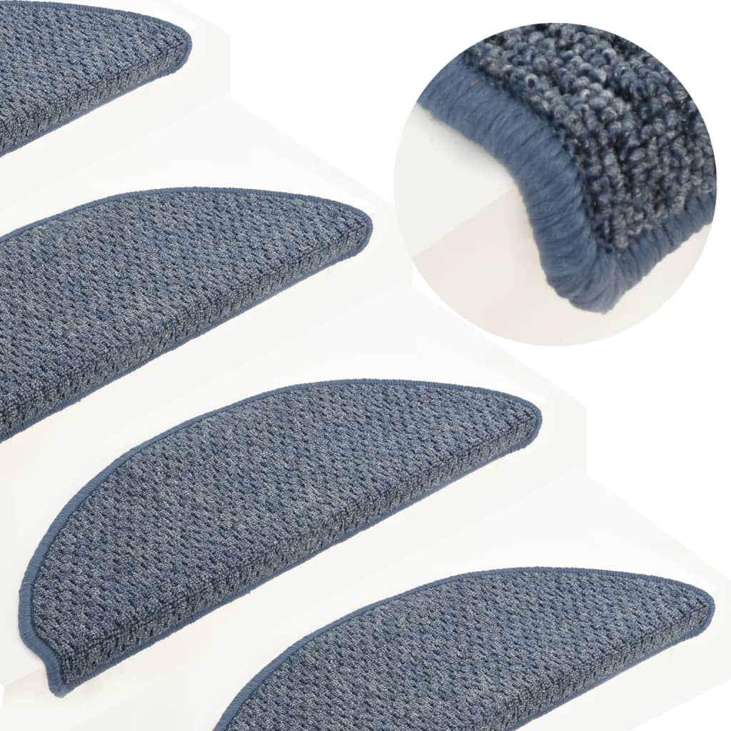 vidaXL Carpet Stair Treads 15 pcs Blue 65x21x4 cm
