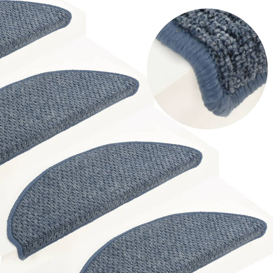 vidaXL Carpet Stair Treads 15 pcs Blue 65x21x4 cm