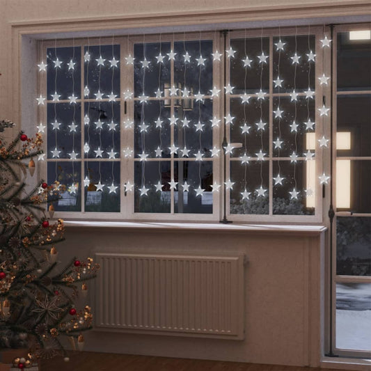 vidaXL LED Star Curtain Fairy Lights 500 LED Cold White 8 Function