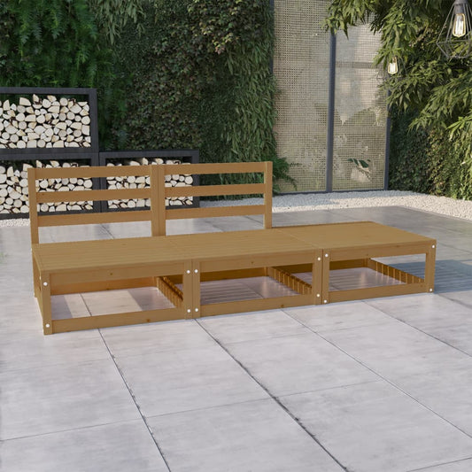 vidaXL 3 Piece Garden Lounge Set Honey Brown Solid Pinewood