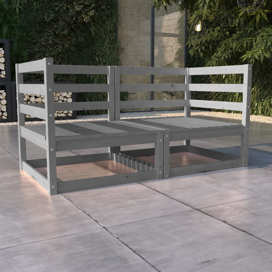 vidaXL Garden 2-Seater Sofa Grey Solid Pinewood