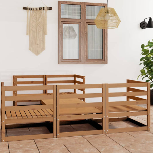 vidaXL 6 Piece Garden Lounge Set Honey Brown Solid Wood Pine