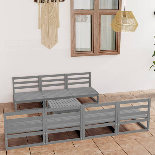 vidaXL 8 Piece Garden Lounge Set Grey Solid Pinewood
