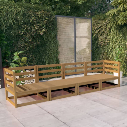 vidaXL Garden 4-Seater Sofa Honey Brown Solid Pinewood