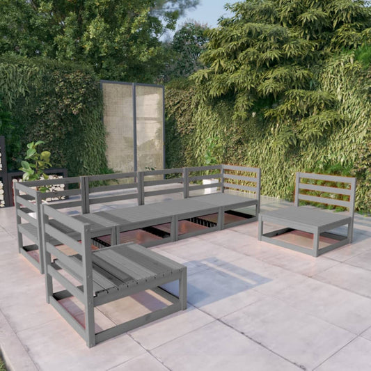 vidaXL 6 Piece Garden Lounge Set Grey Solid Pinewood