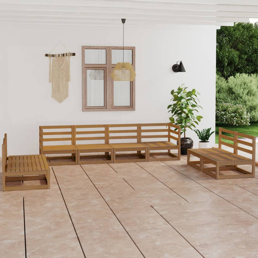 vidaXL 8 Piece Garden Lounge Set Honey Brown Solid Pinewood
