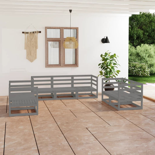 vidaXL 7 Piece Garden Lounge Set Grey Solid Pinewood