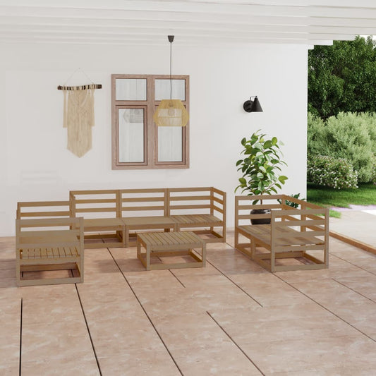 vidaXL 8 Piece Garden Lounge Set Honey Brown Solid Pinewood