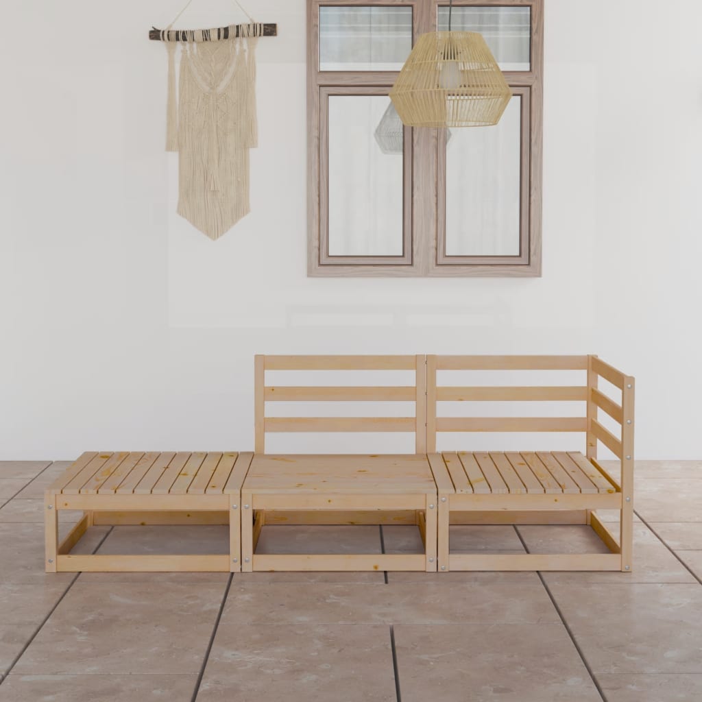 vidaXL 3 Piece Garden Lounge Set Solid Pinewood