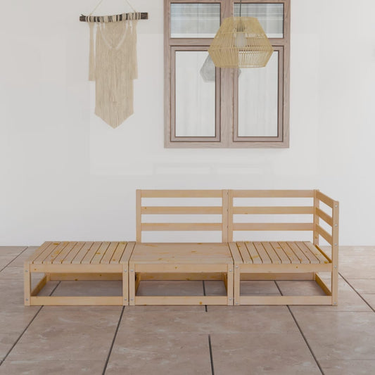 vidaXL 3 Piece Garden Lounge Set Solid Pinewood