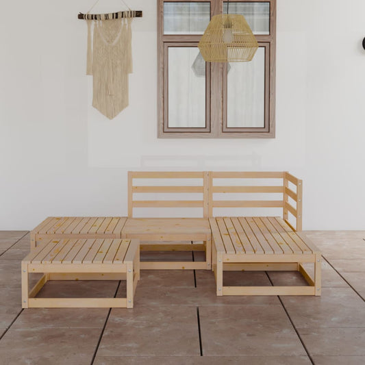 vidaXL 5 Piece Garden Lounge Set Solid Wood Pine