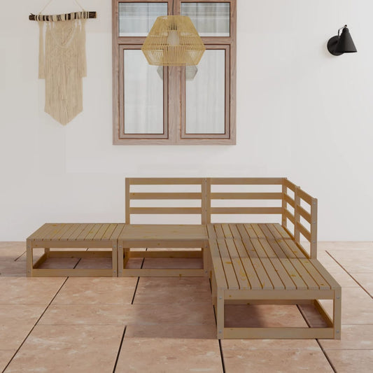 vidaXL 5 Piece Garden Lounge Set Honey Brown Solid Wood Pine