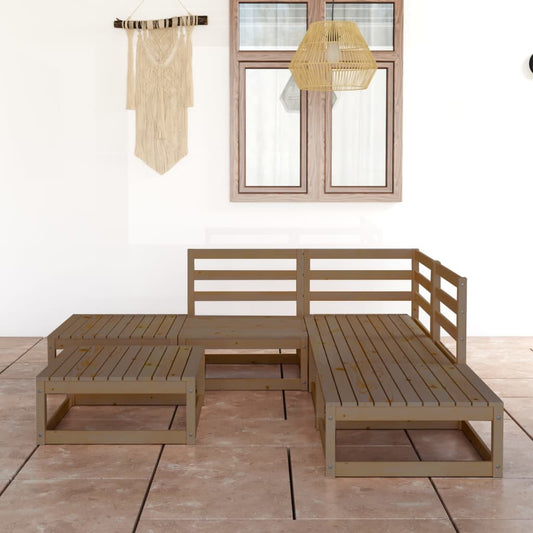 vidaXL 6 Piece Garden Lounge Set Honey Brown Solid Pinewood