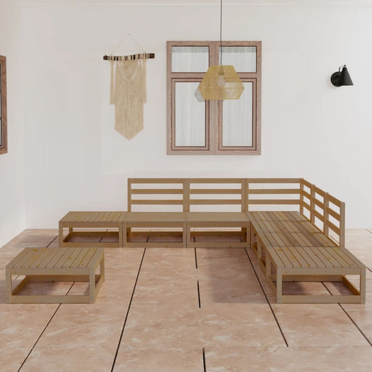 vidaXL 8 Piece Garden Lounge Set Honey Brown Solid Wood Pine