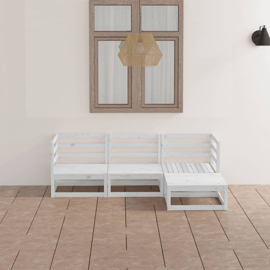 vidaXL 4 Piece Garden Lounge Set White Solid Wood Pine