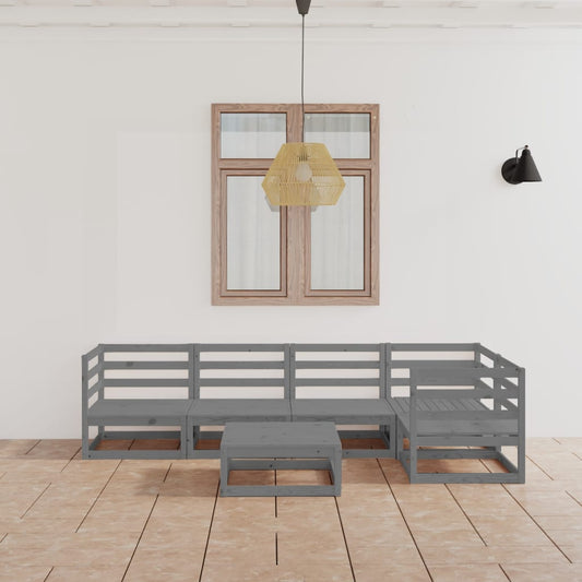 vidaXL 6 Piece Garden Lounge Set Grey Solid Wood Pine