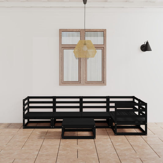 vidaXL 6 Piece Garden Lounge Set Black Solid Pinewood