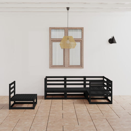 vidaXL 5 Piece Garden Lounge Set Black Solid Pinewood