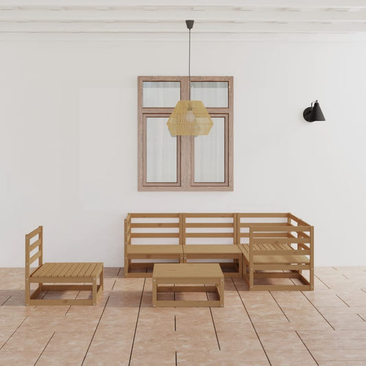 vidaXL 6 Piece Garden Lounge Set Honey Brown Solid Pinewood