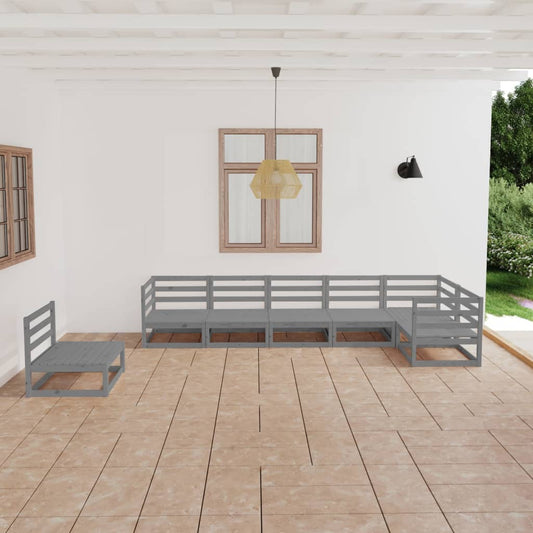 vidaXL 7 Piece Garden Lounge Set Grey Solid Pinewood