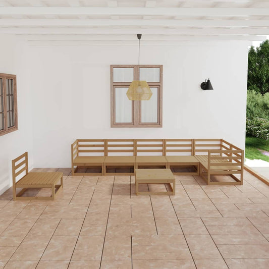 vidaXL 8 Piece Garden Lounge Set  Honey Brown Solid Pinewood