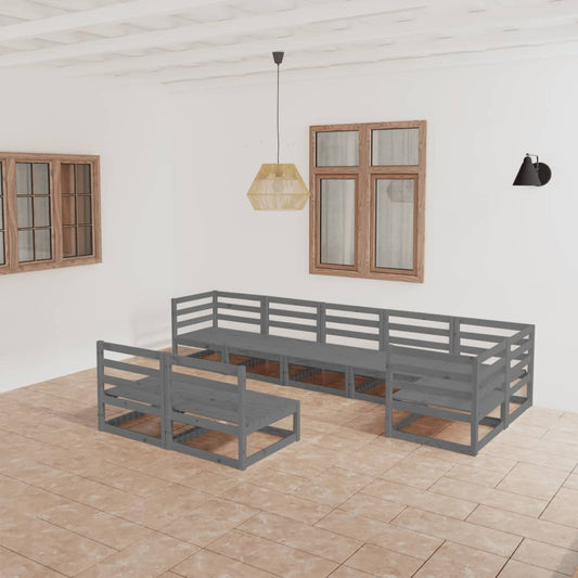vidaXL 8 Piece Garden Lounge Set  Grey Solid Pinewood
