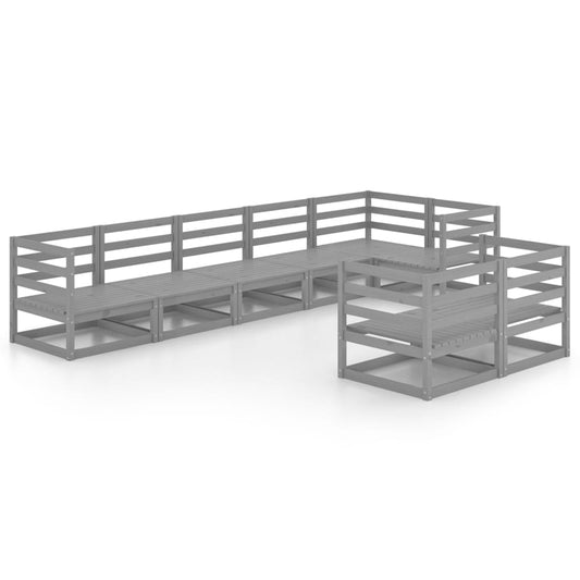 vidaXL 8 Piece Garden Lounge Set Grey Solid Pinewood