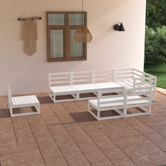vidaXL 8 Piece Garden Lounge Set White Solid Pinewood