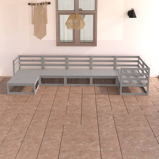 vidaXL 7 Piece Garden Lounge Set Grey Solid Pinewood