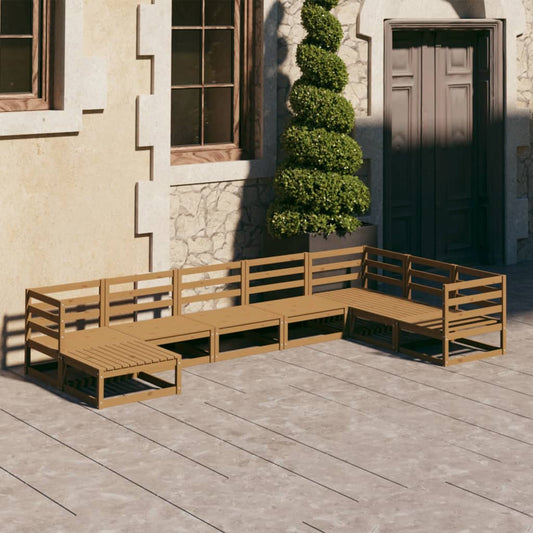 vidaXL 8 Piece Garden Lounge Set Honey Brown Solid Pinewood