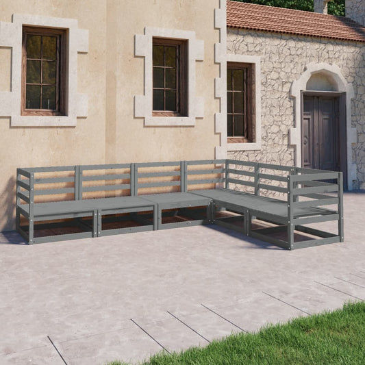 vidaXL 6 Piece Garden Lounge Set Grey Solid Pinewood