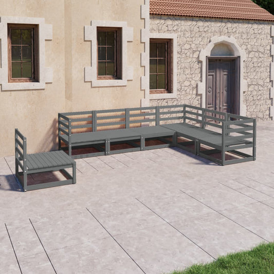 vidaXL 7 Piece Garden Lounge Set Grey Solid Pinewood