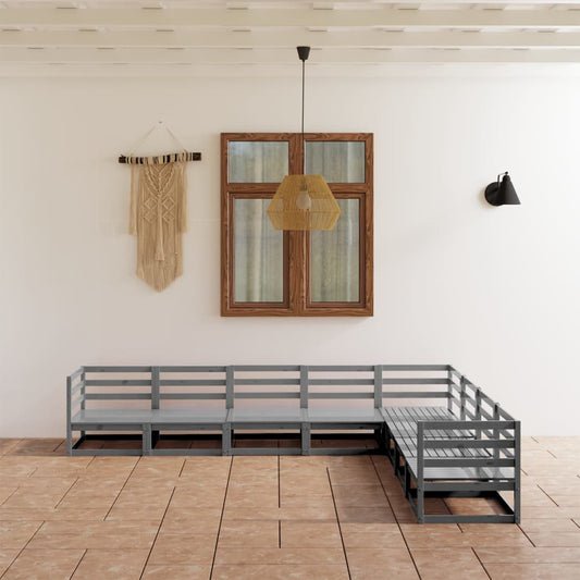vidaXL 8 Piece Garden Lounge Set Grey Solid Pinewood