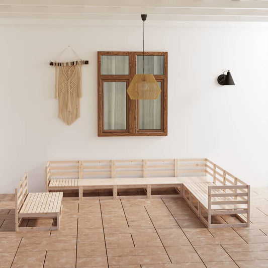 vidaXL 10 Piece Garden Lounge Set Solid Pinewood