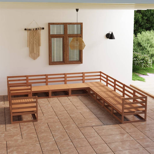 vidaXL 11 Piece Garden Lounge Set Honey Brown Solid Pinewood