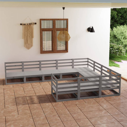 vidaXL 10 Piece Garden Lounge Set Solid Pinewood