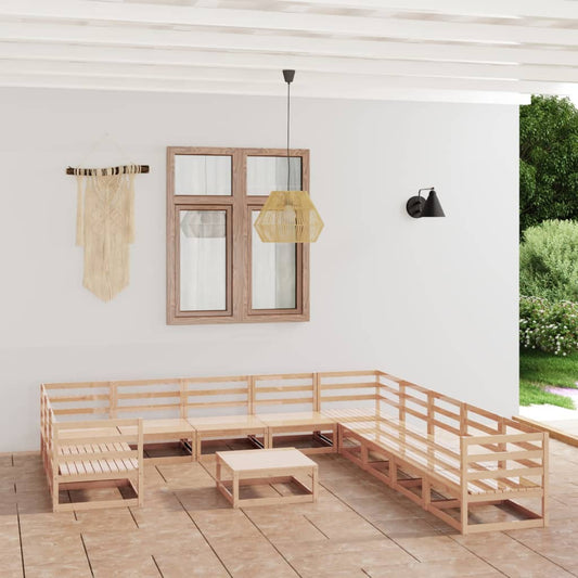 vidaXL 12 Piece Garden Lounge Set Solid Pinewood