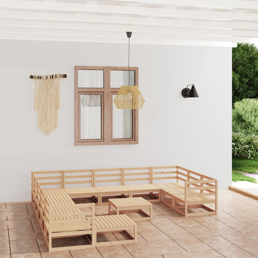vidaXL 13 Piece Garden Lounge Set Solid Pinewood