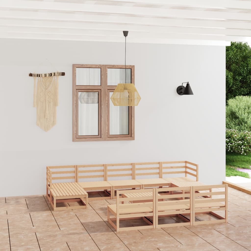 vidaXL 11 Piece Garden Lounge Set Solid Wood Pine