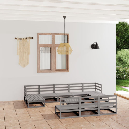 vidaXL 11 Piece Garden Lounge Set Solid Pinewood