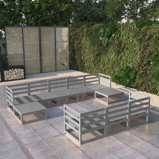 vidaXL 10 Piece Garden Lounge Set Solid Pinewood