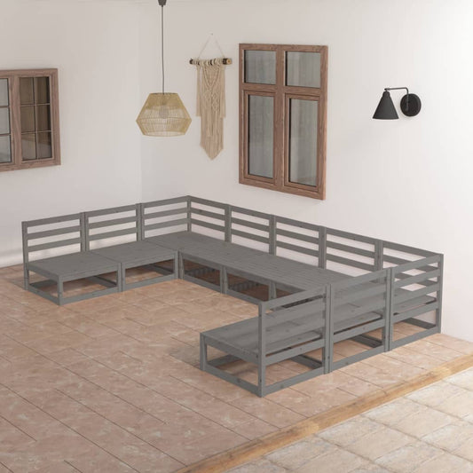 vidaXL 9 Piece Garden Lounge Set Solid Pinewood