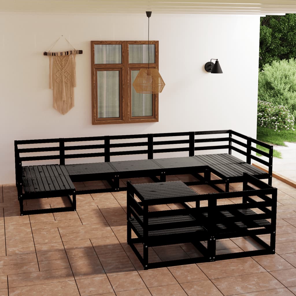 vidaXL 10 Piece Garden Lounge Set Solid Pinewood