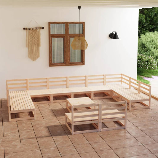 vidaXL 13 Piece Garden Lounge Set Solid Pinewood
