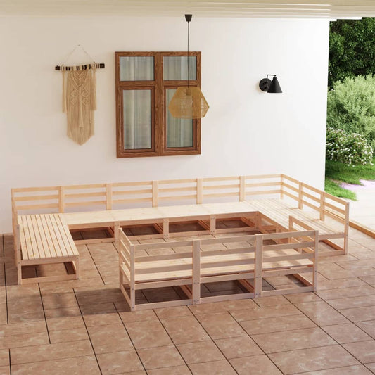 vidaXL 13 Piece Garden Lounge Set Solid Pinewood